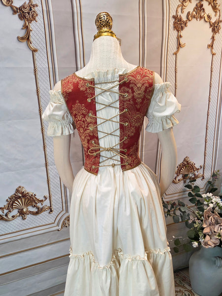 Cottage Bodice - Red and Gold Brocade