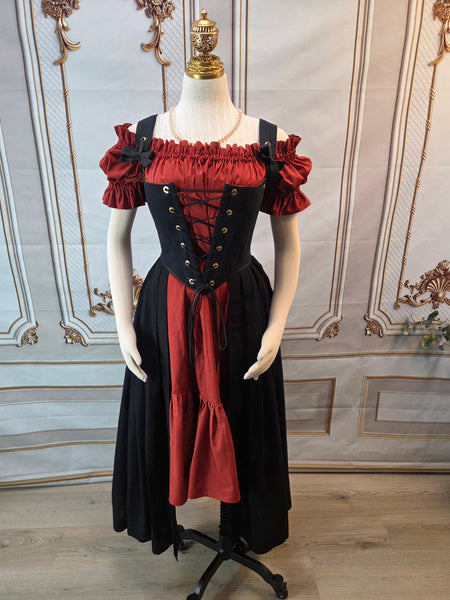 Cottage Bodice - Black and Gold Paisley