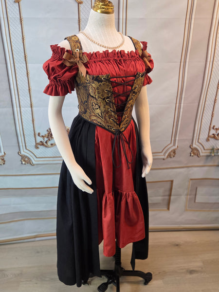 Cottage Bodice - Black and Gold Paisley