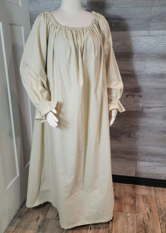 Cotton Chemise - Full Length- Long Sleeve Shift Nightgown