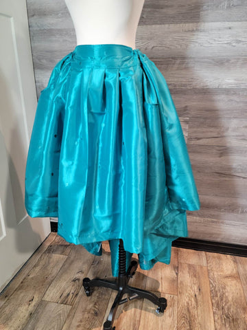 Taffeta Hi-Low Pleated Drawstring Skirt with Pockets